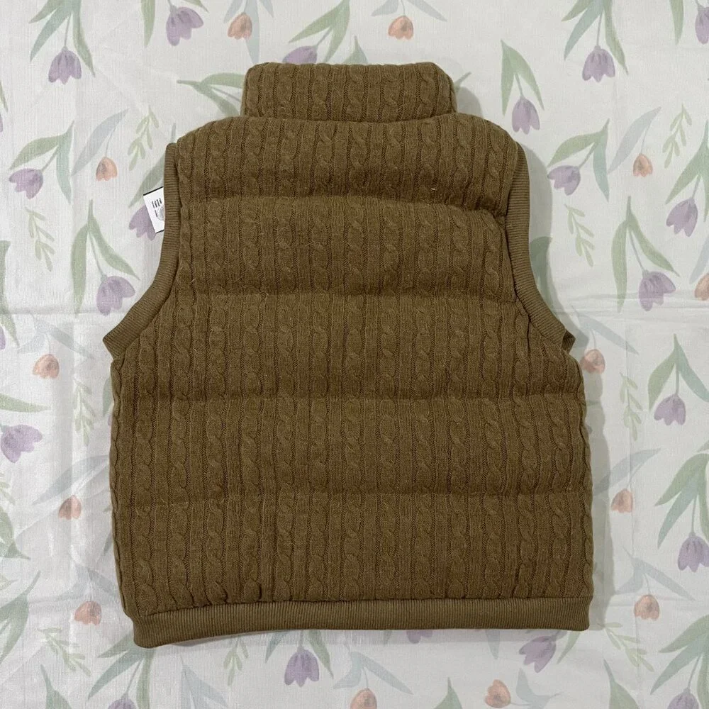 Ralph Lauren Cable Knit Down Vest Brown - Picture 2 of 9